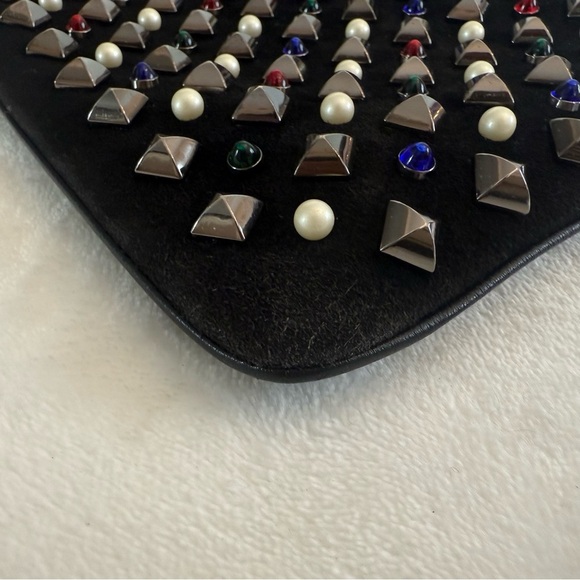 Christian Louboutin Studded Black Suede Clutch/Crossbody Bag - Picture 5 of 11